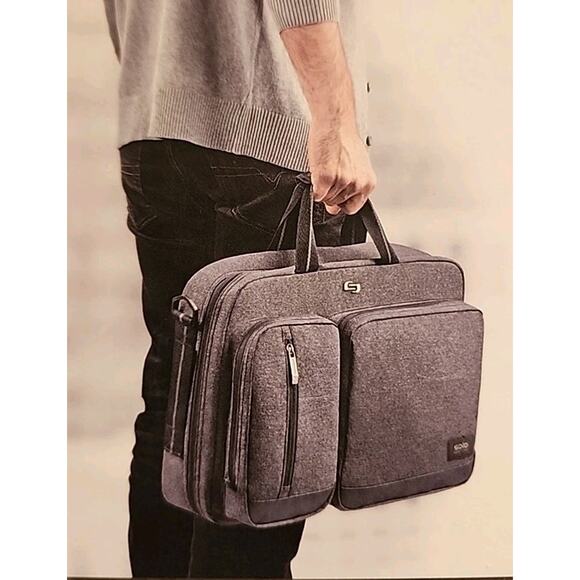 Solo New York Duane Hybrid Briefcase,Laptop & Back Pack Hand & ShoulderStrap NWT
